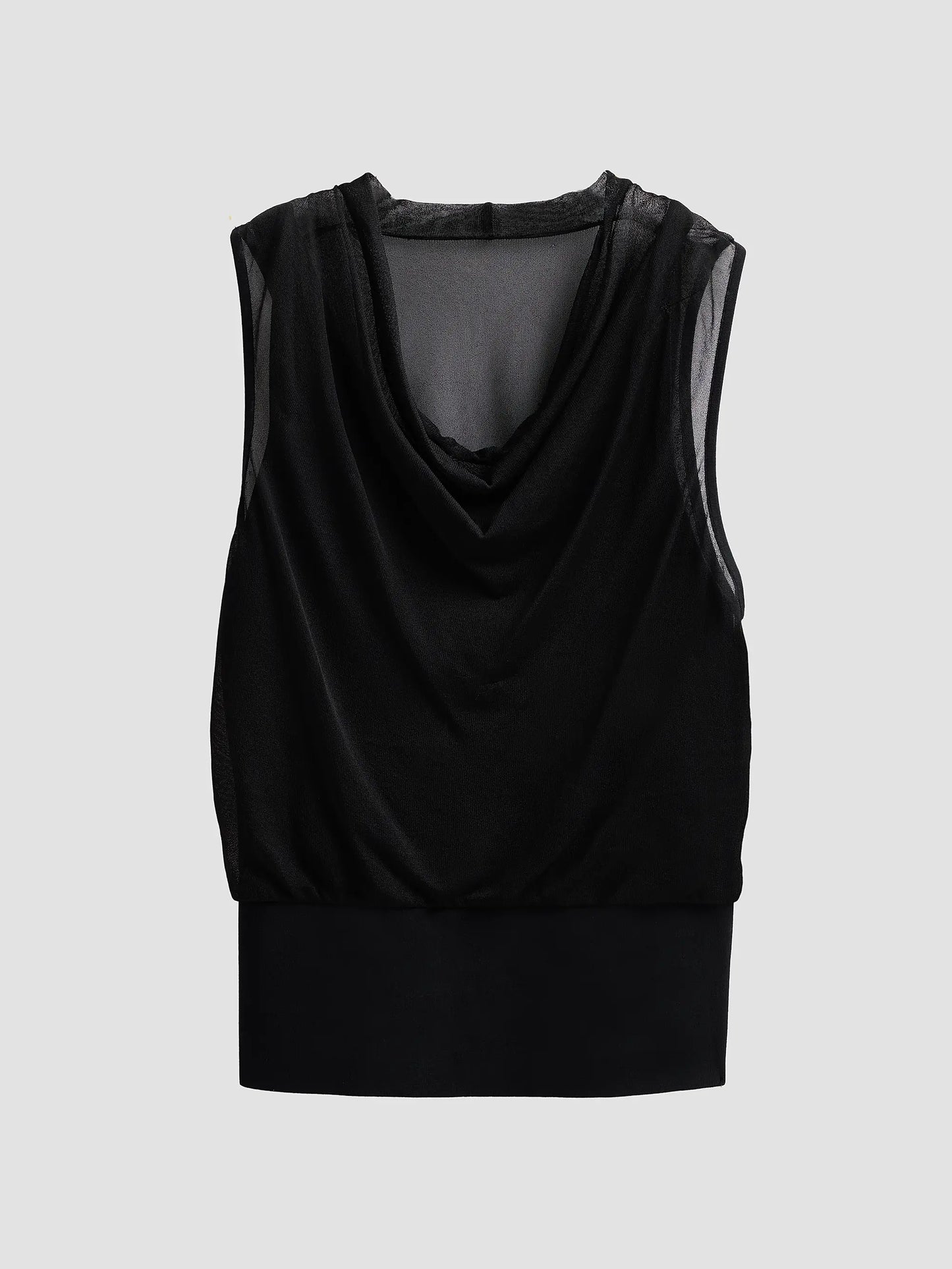 SIMKHAI Cara Cowl Neck Tank Top, Black