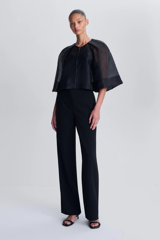 SIMKHAI Arielle Organza Top , Black