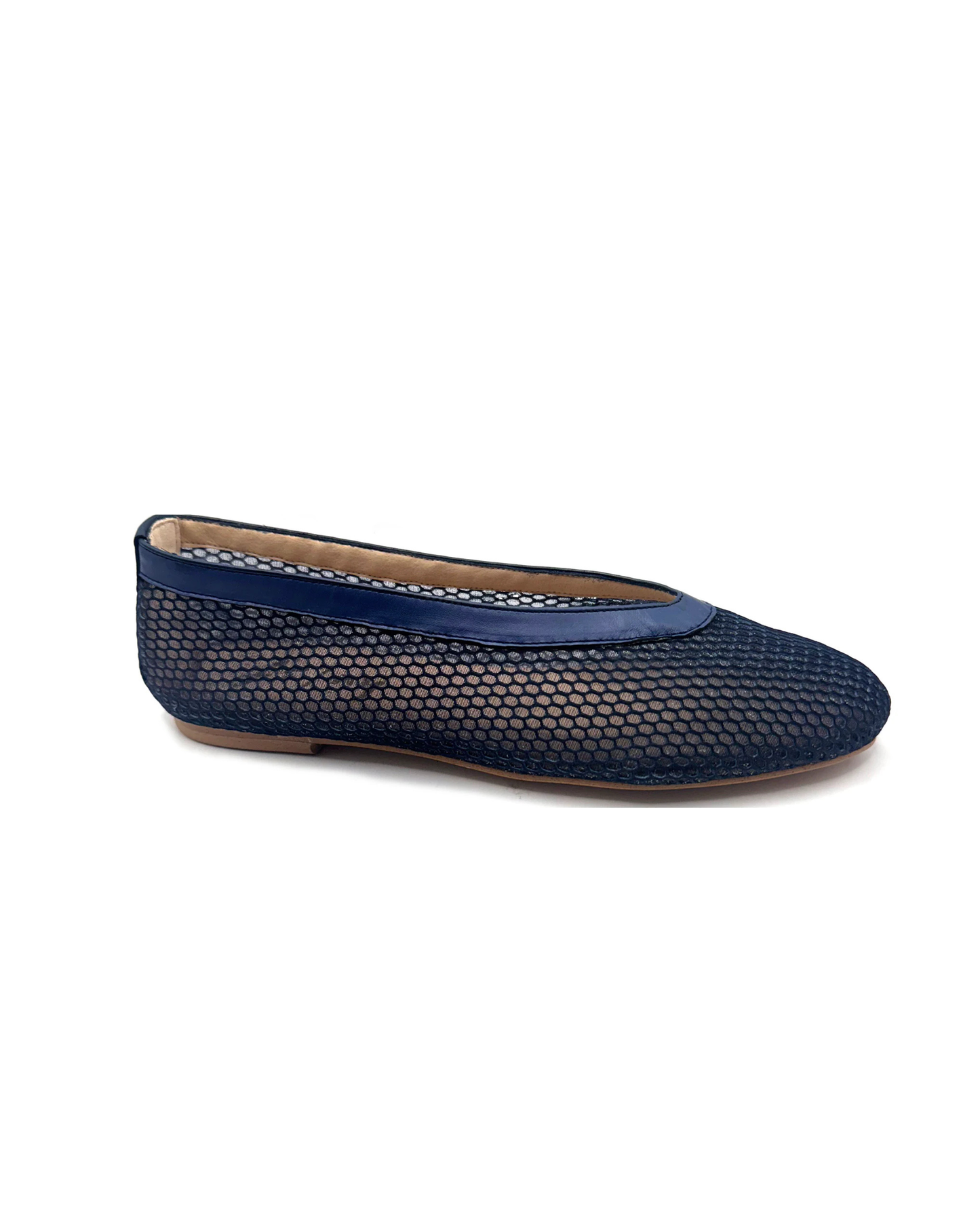 French Sole NY Renee Mesh Ballet Flat, Navy Blue