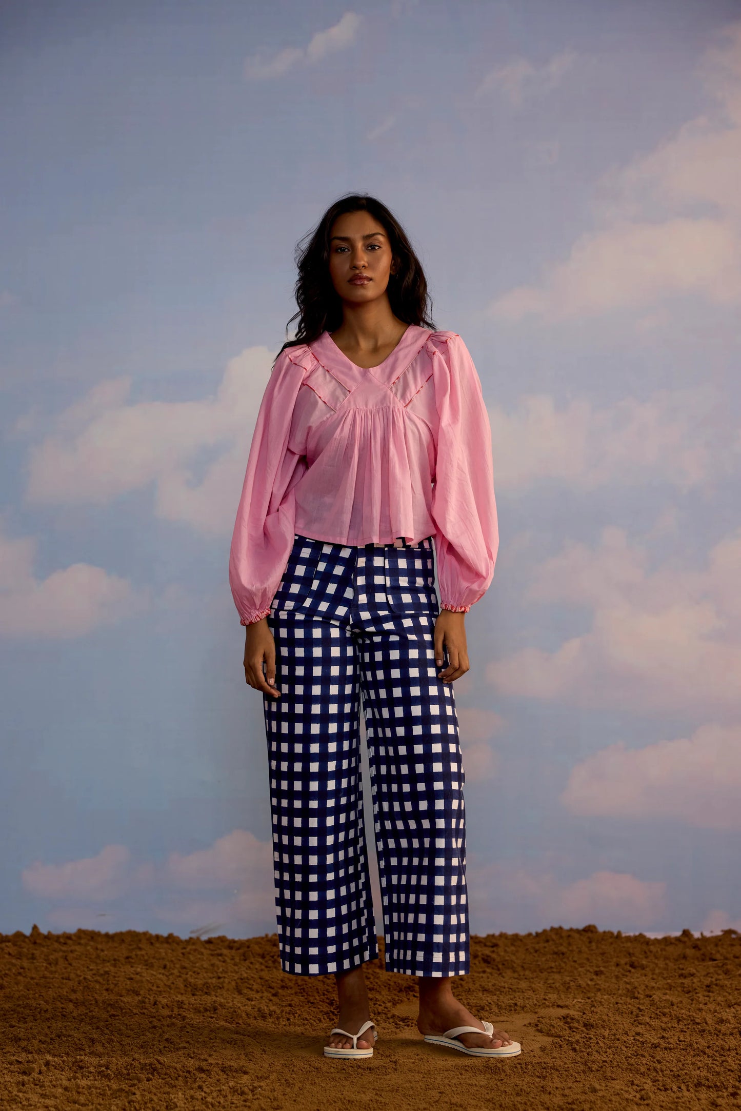 SZ Blockprints Sai Top in Rose Quartz