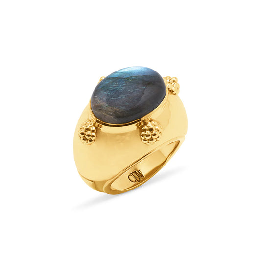 Cleopatra Oval Gold Ring - Blue Labradorite