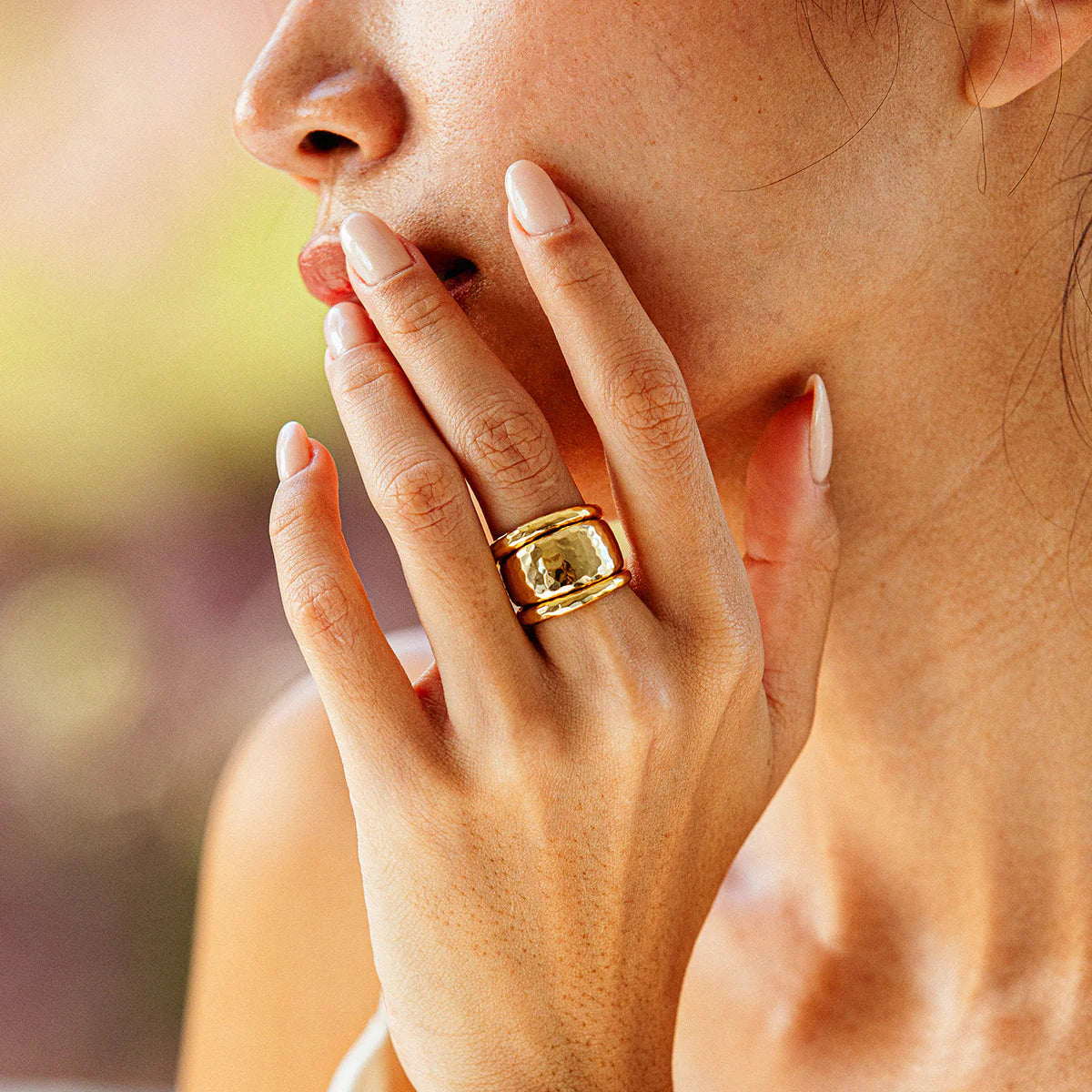 Cleopatra Slice Stacking Gold Ring Set