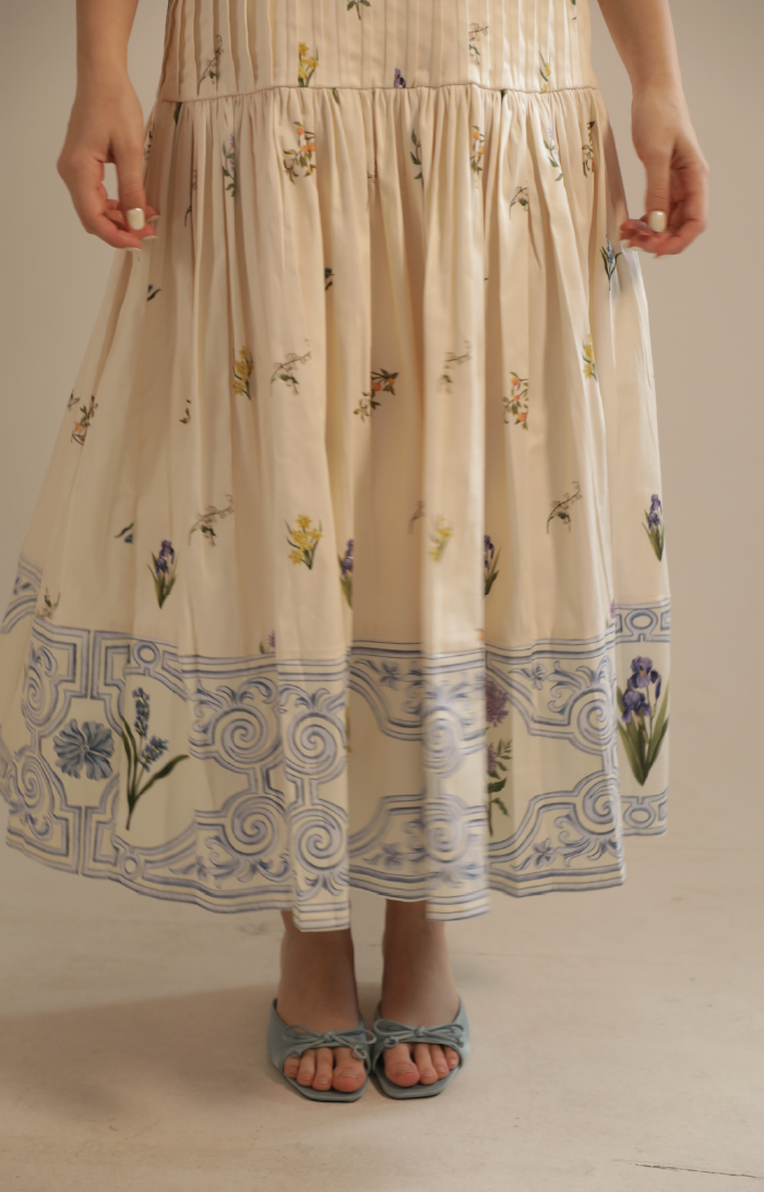 Kleid Athena Garden Midi Dress in Multi Cream