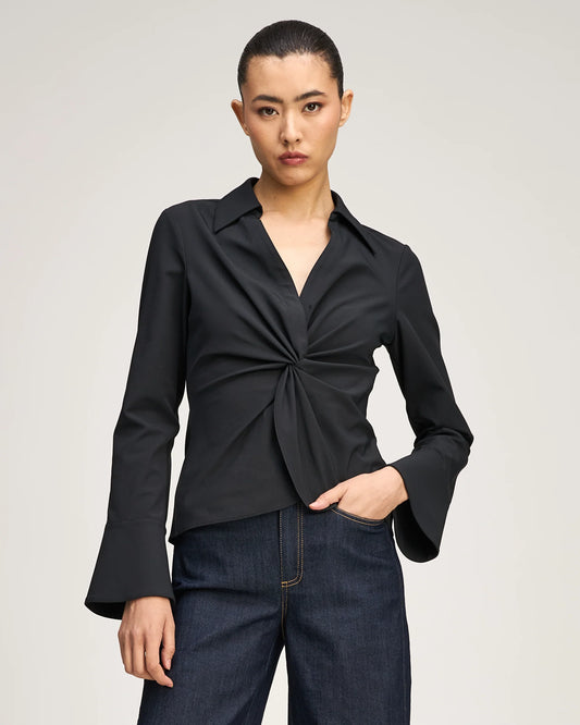 Cinq a' Sept Mckenna Matte Jersey Top, Black