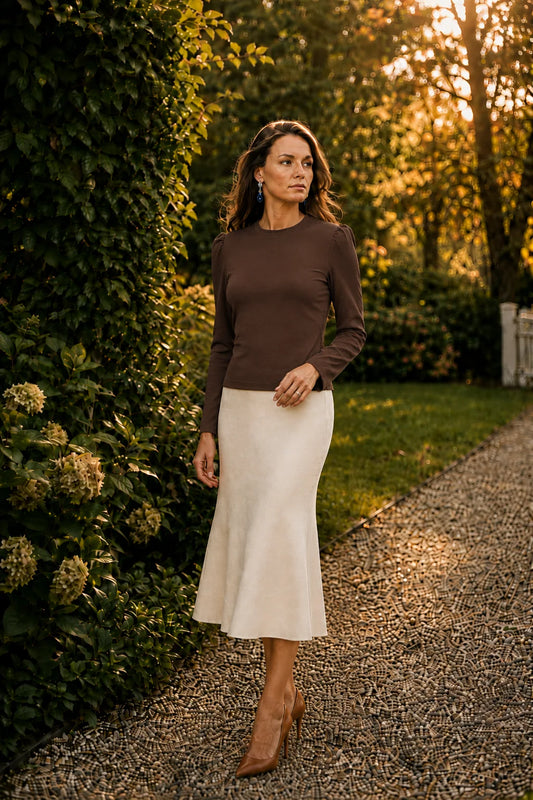The Maren Puff Sleeve Shirt - Cocoa