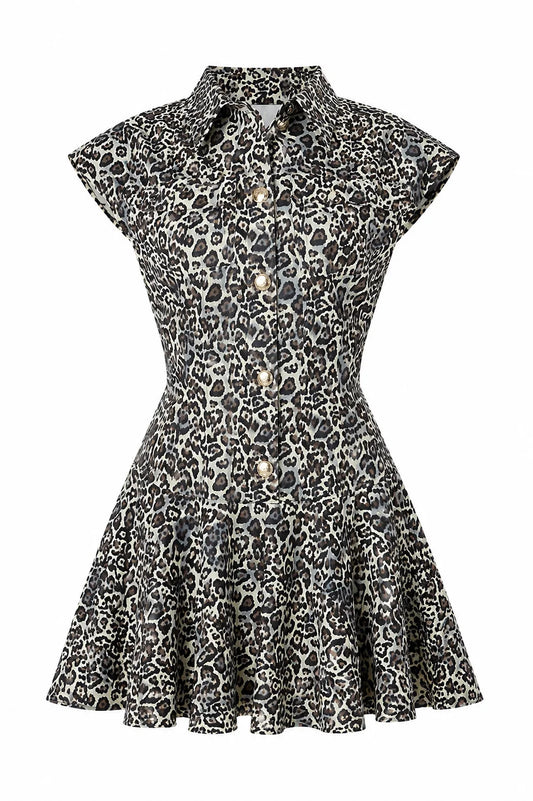 JS71 Zander Leopard Print Short Dress