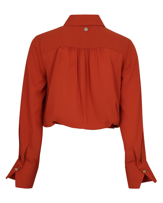 Silvian Beach Cropped Blouse , Terracotta