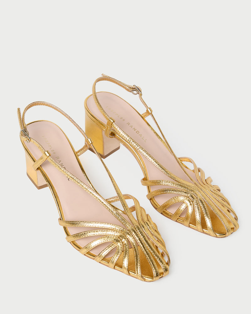 Loeffler Randall Priscilla Gold Lattice Heeled Sandal