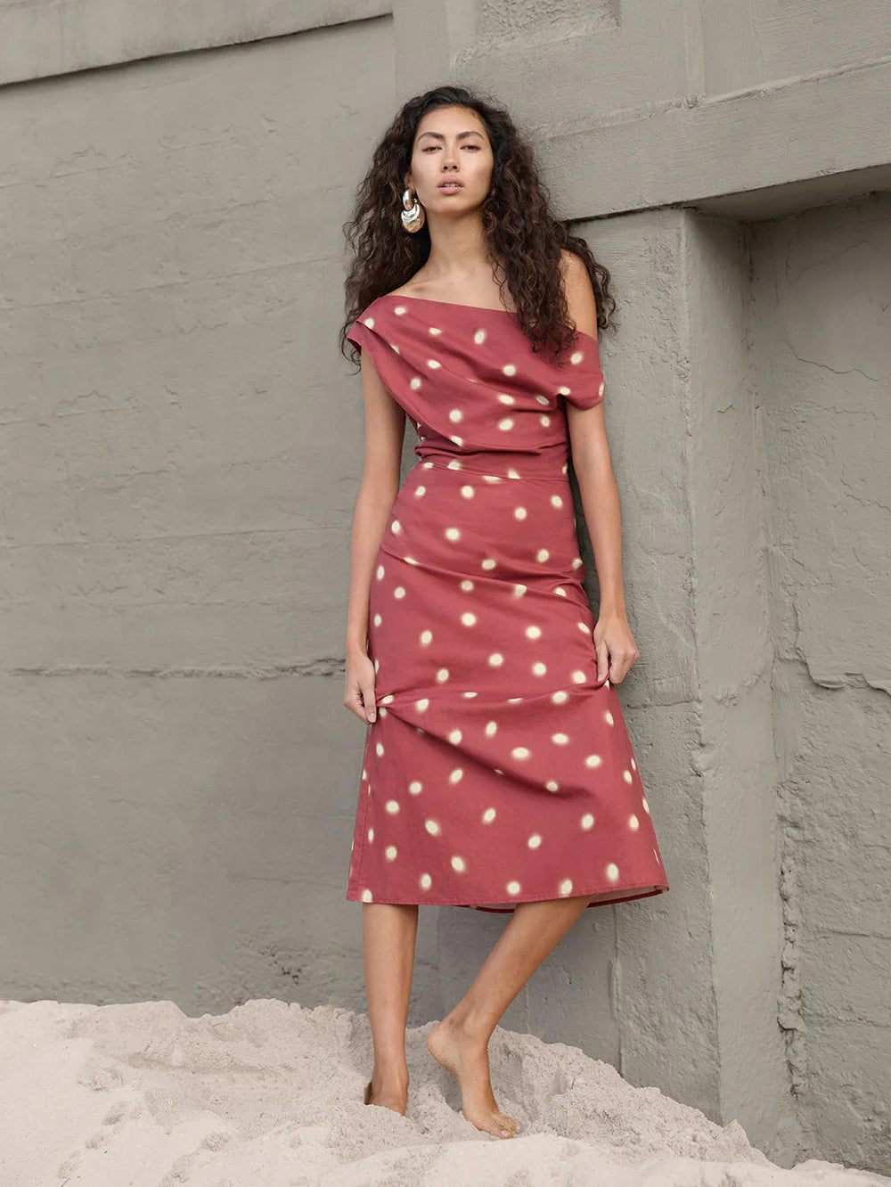 KIVARI Saro Midi Dress, Brick