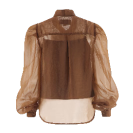 The Shirt by Rochelle Behrens L/S French Bow Shirt, Caramel