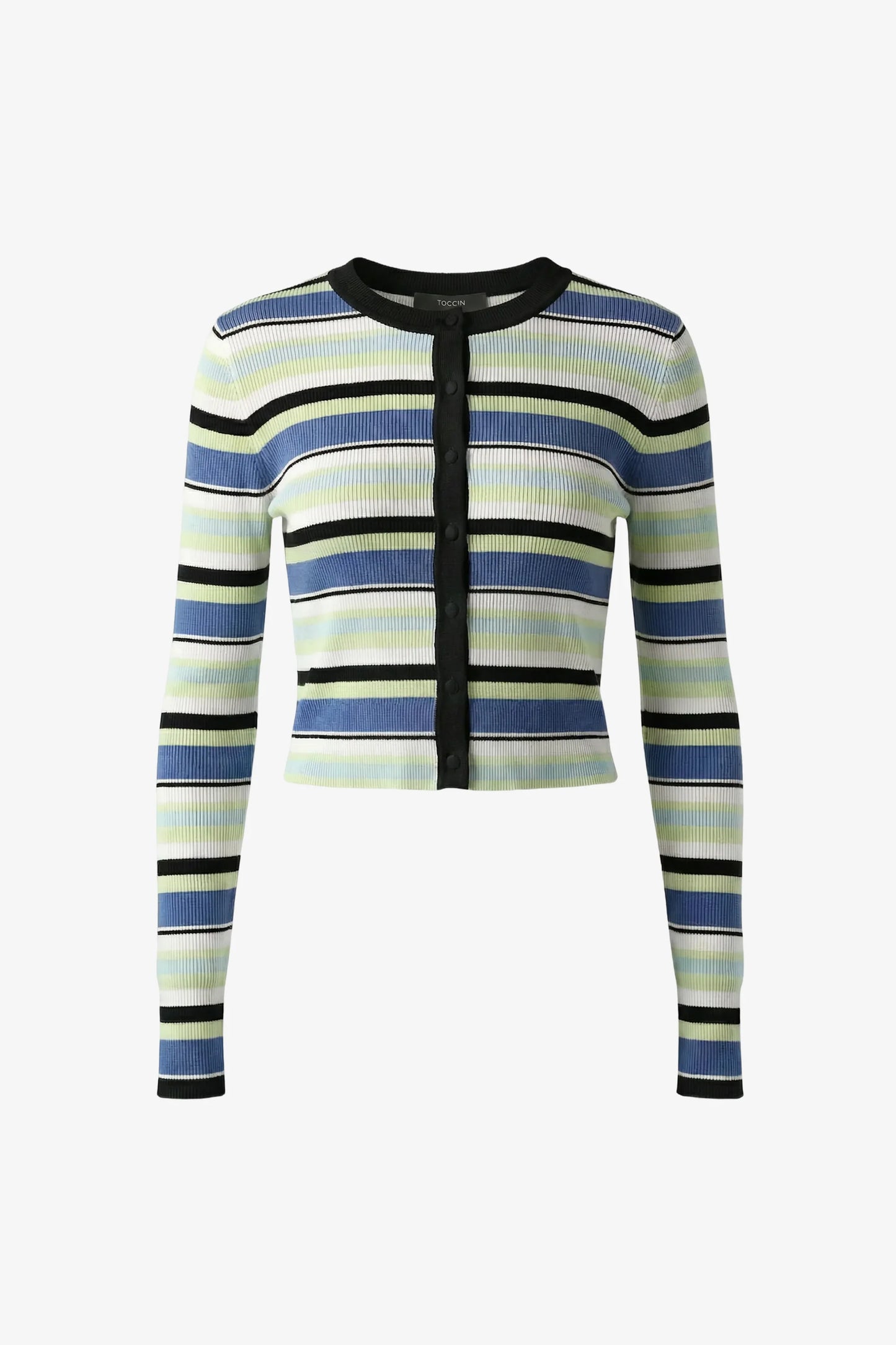 Toccin Zoe Cropped Cardigan, Ocean/Keylime Multi