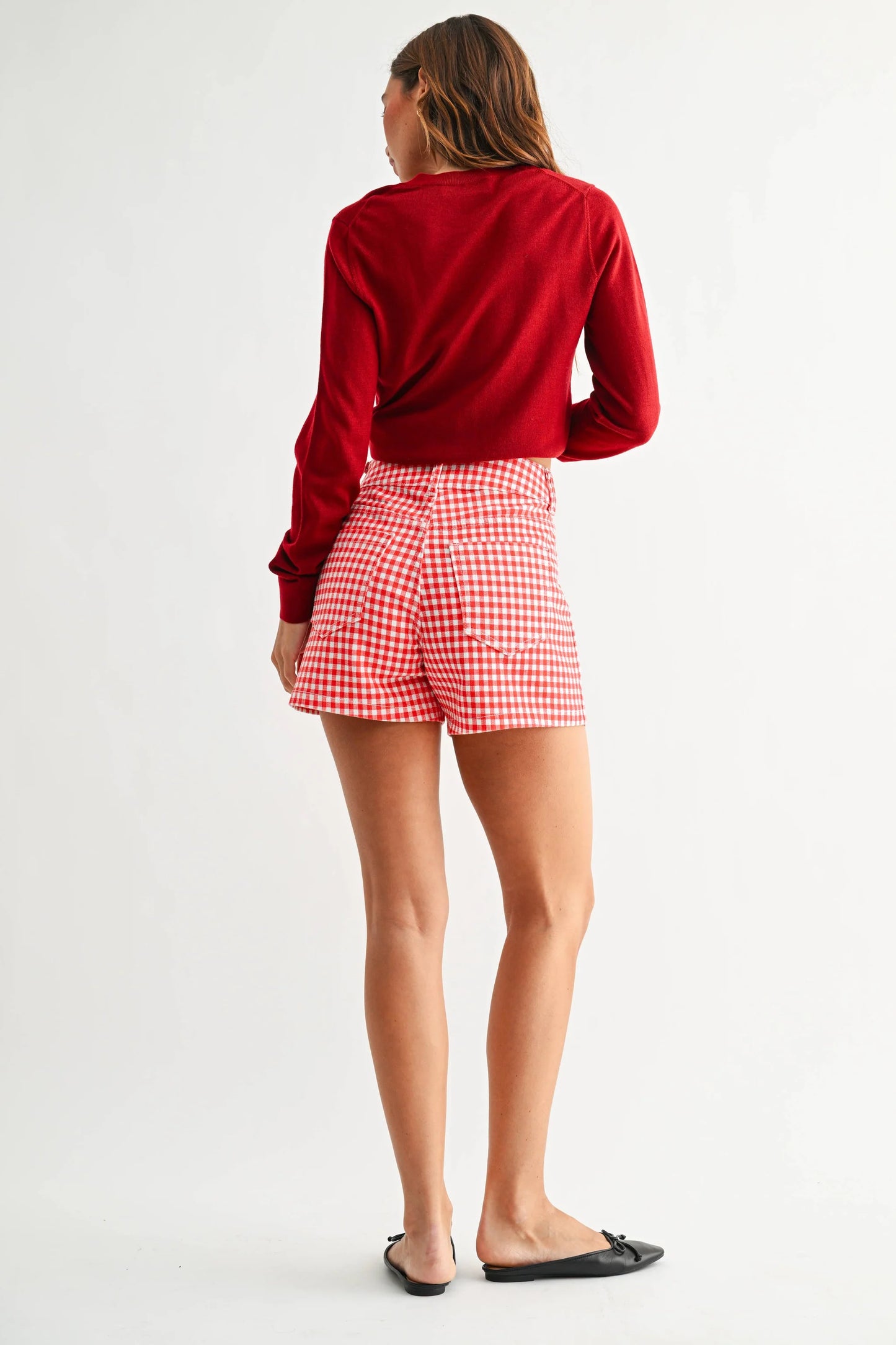 Just Black Denim Red Gingham Jean Shorts