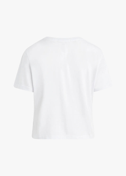 Favorite Daughter Cropped Tee - White with Navy