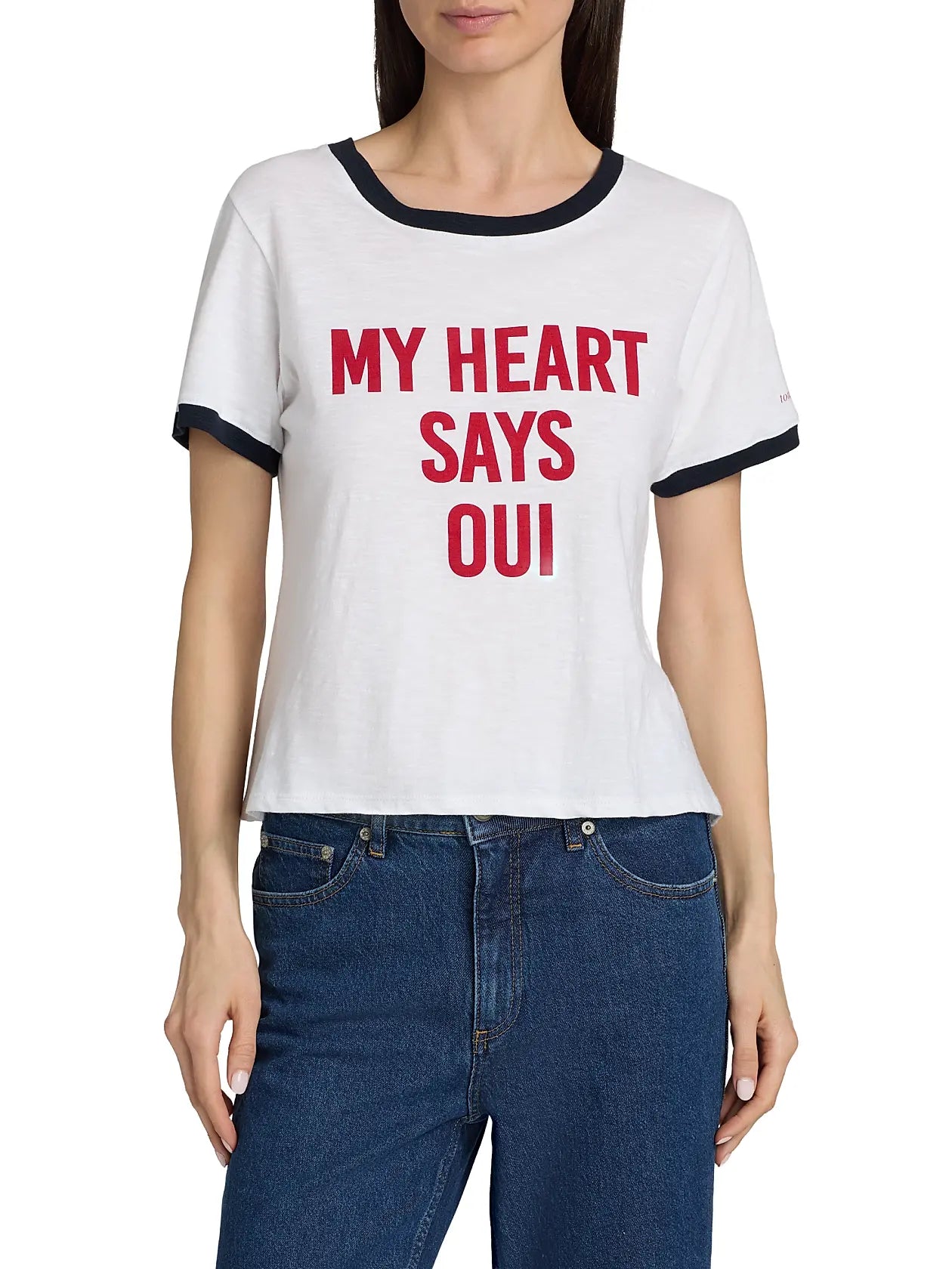 Cinq a' Sept My heart says Oui Shrunken ringer tee