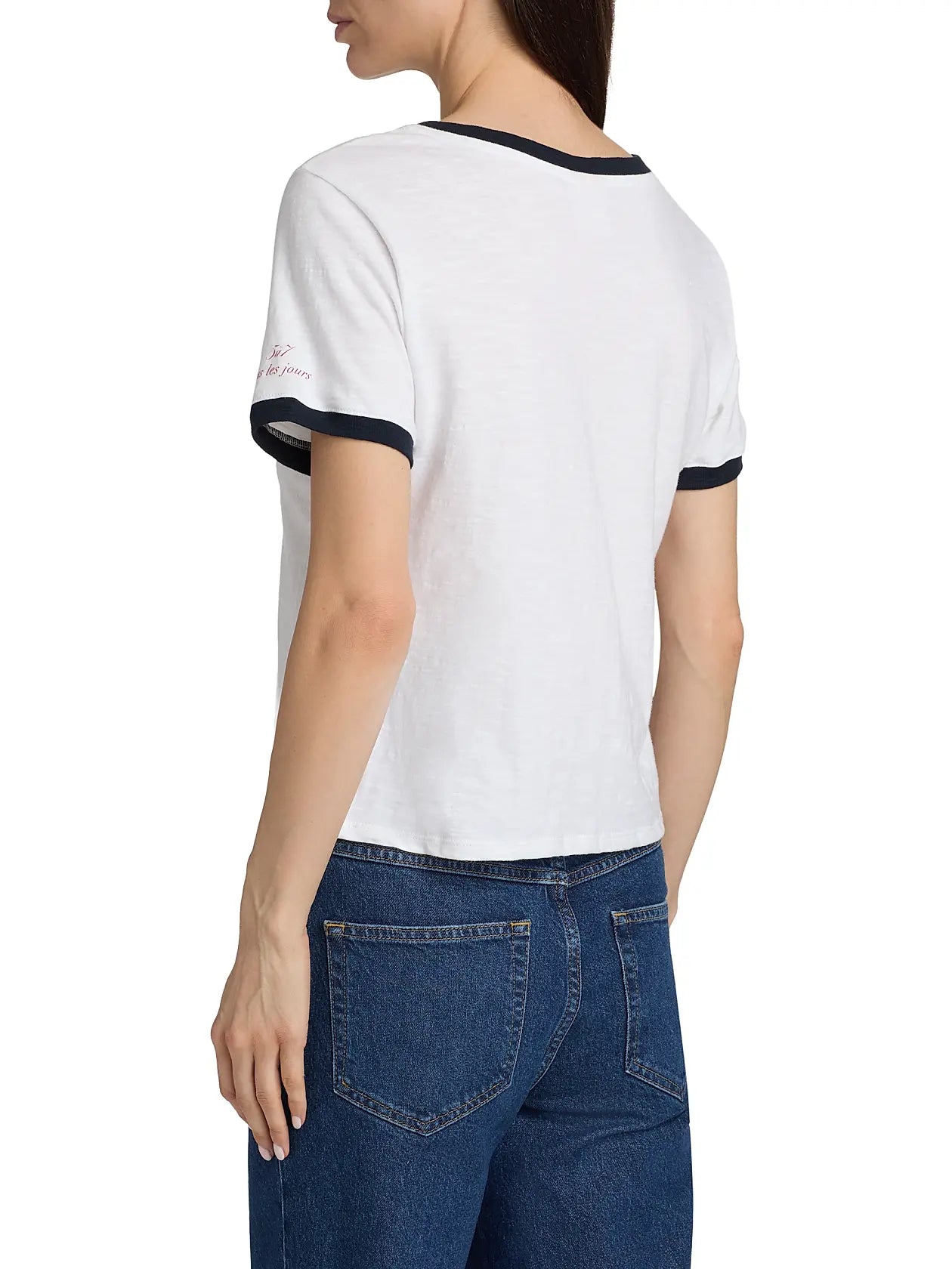 Cinq a' Sept My heart says Oui Shrunken ringer tee