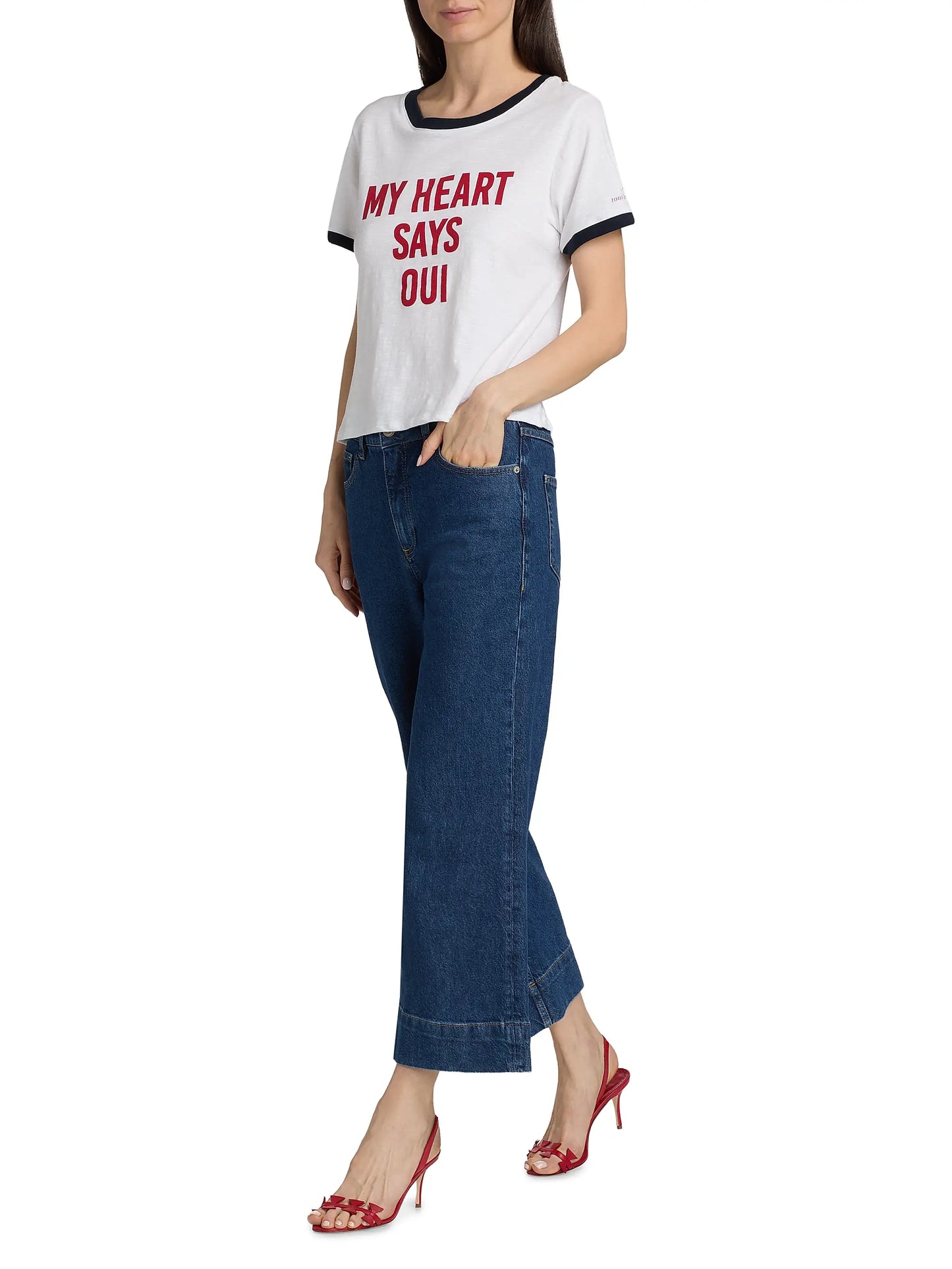 Cinq a' Sept My heart says Oui Shrunken ringer tee