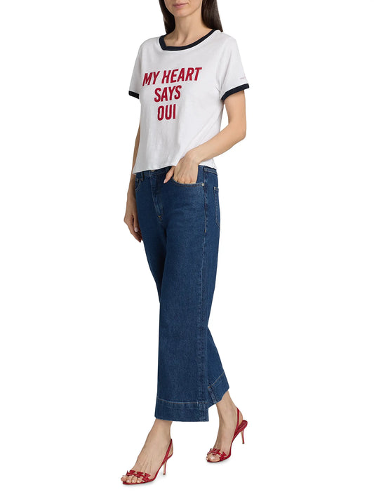 Cinq a' Sept My heart says Oui Shrunken ringer tee