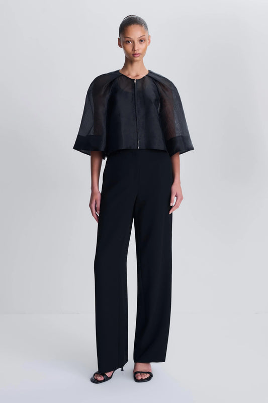SIMKHAI Arielle Organza Top , Black