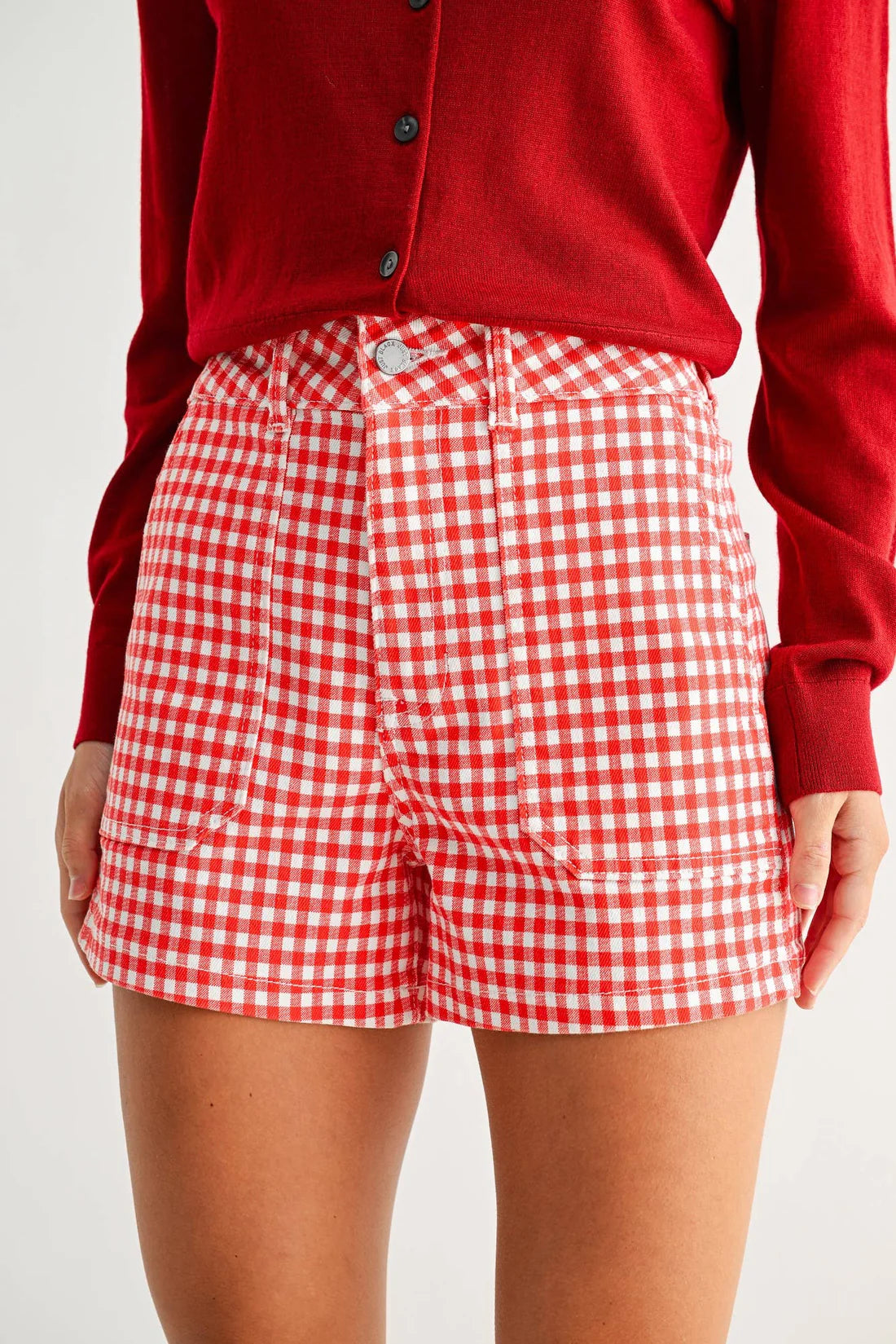 Just Black Denim Red Gingham Jean Shorts