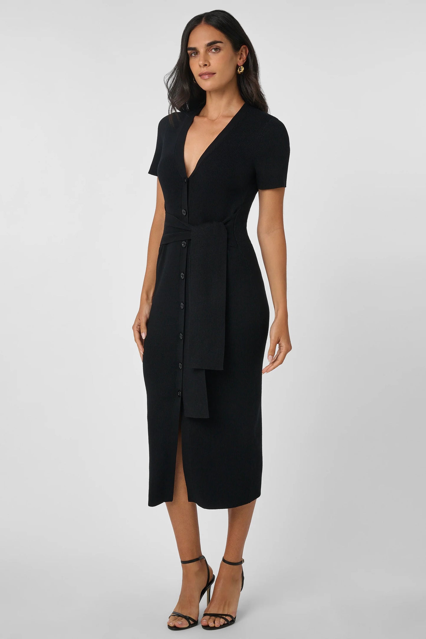 Toccin Agnes Short Sleeve Cardi Dress, Black
