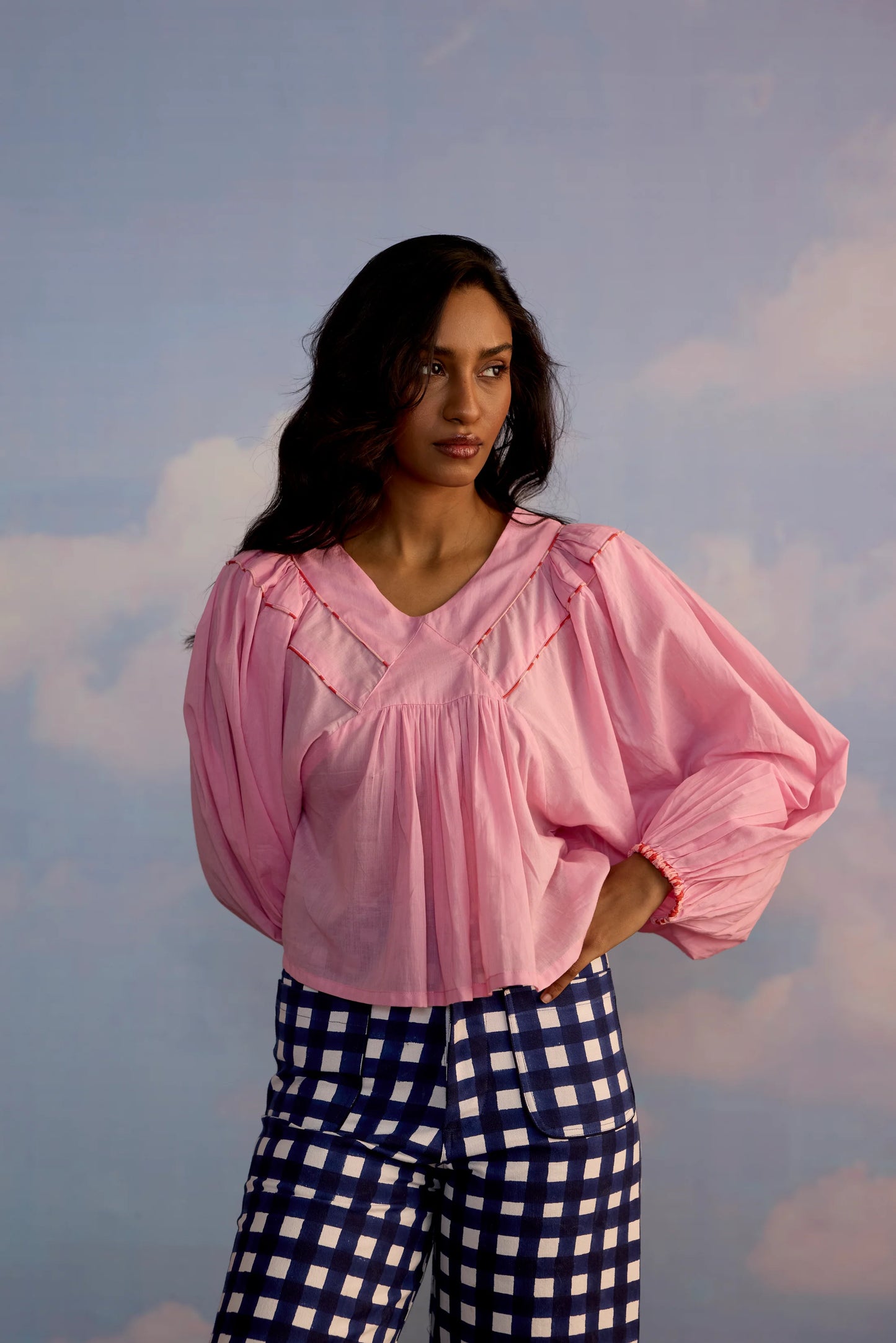 SZ Blockprints Sai Top in Rose Quartz
