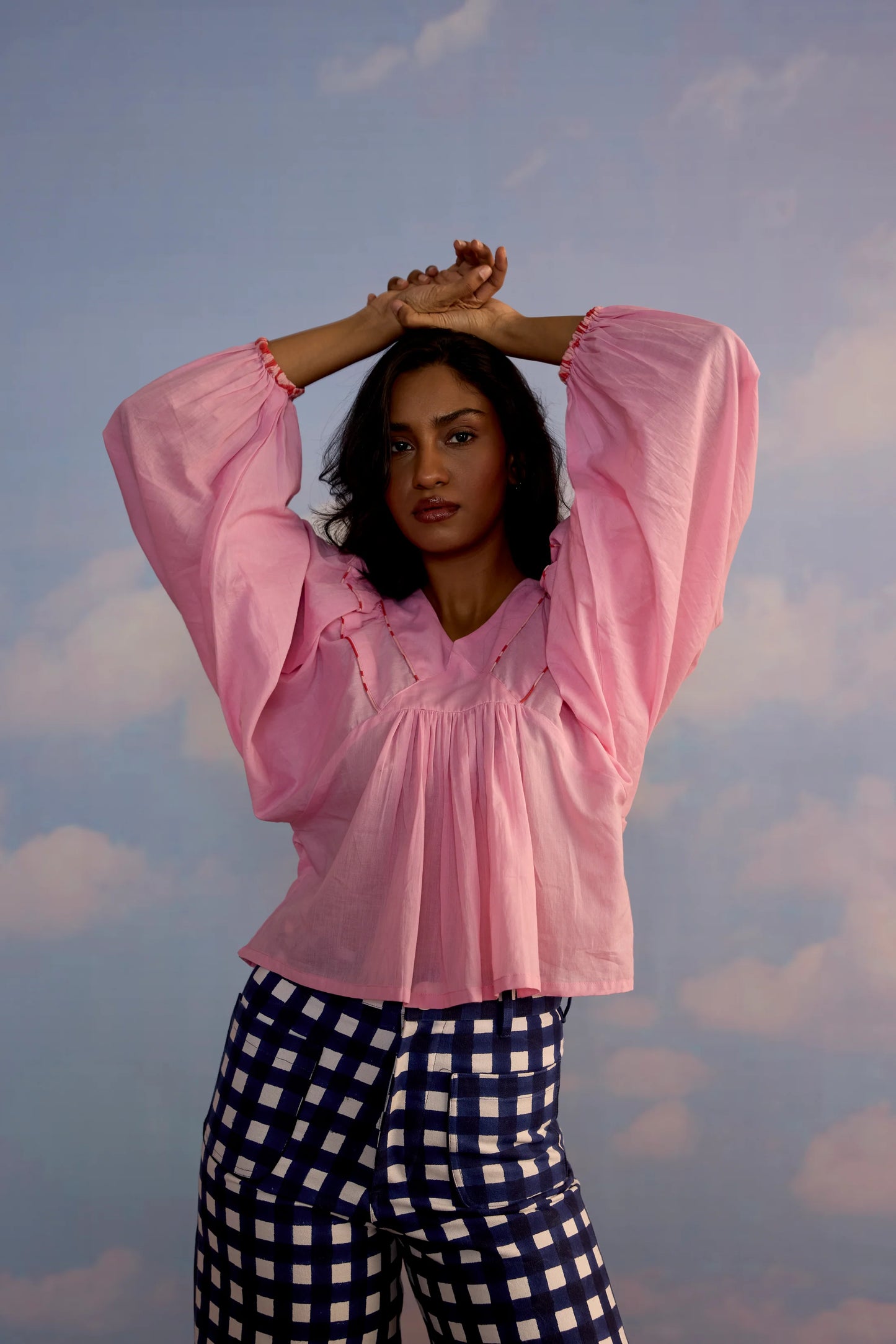 SZ Blockprints Sai Top in Rose Quartz