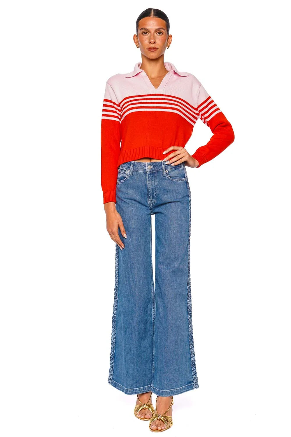 SIMKHAI Jules Knit Striped Color Blocked Sweater