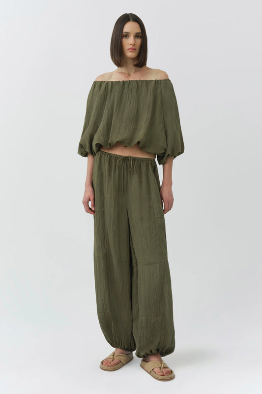 Simkhai Anni Puff Sleeve Cropped Top