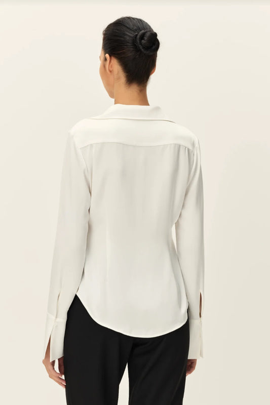 Elodie the Label Canal Pleated Front Shirt- Ivory