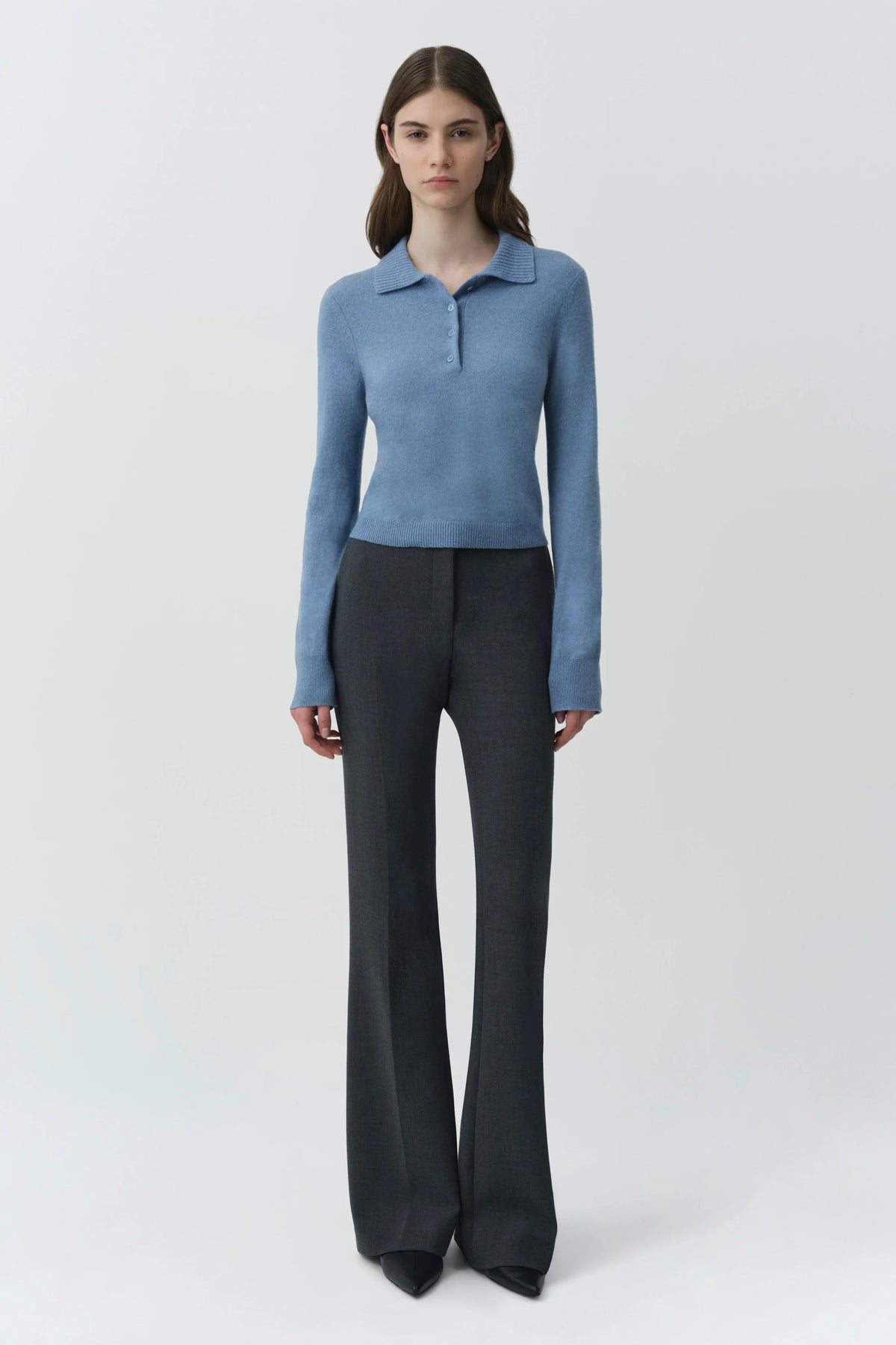 Simkhai Constance Cashmere Polo- Dusty Blue