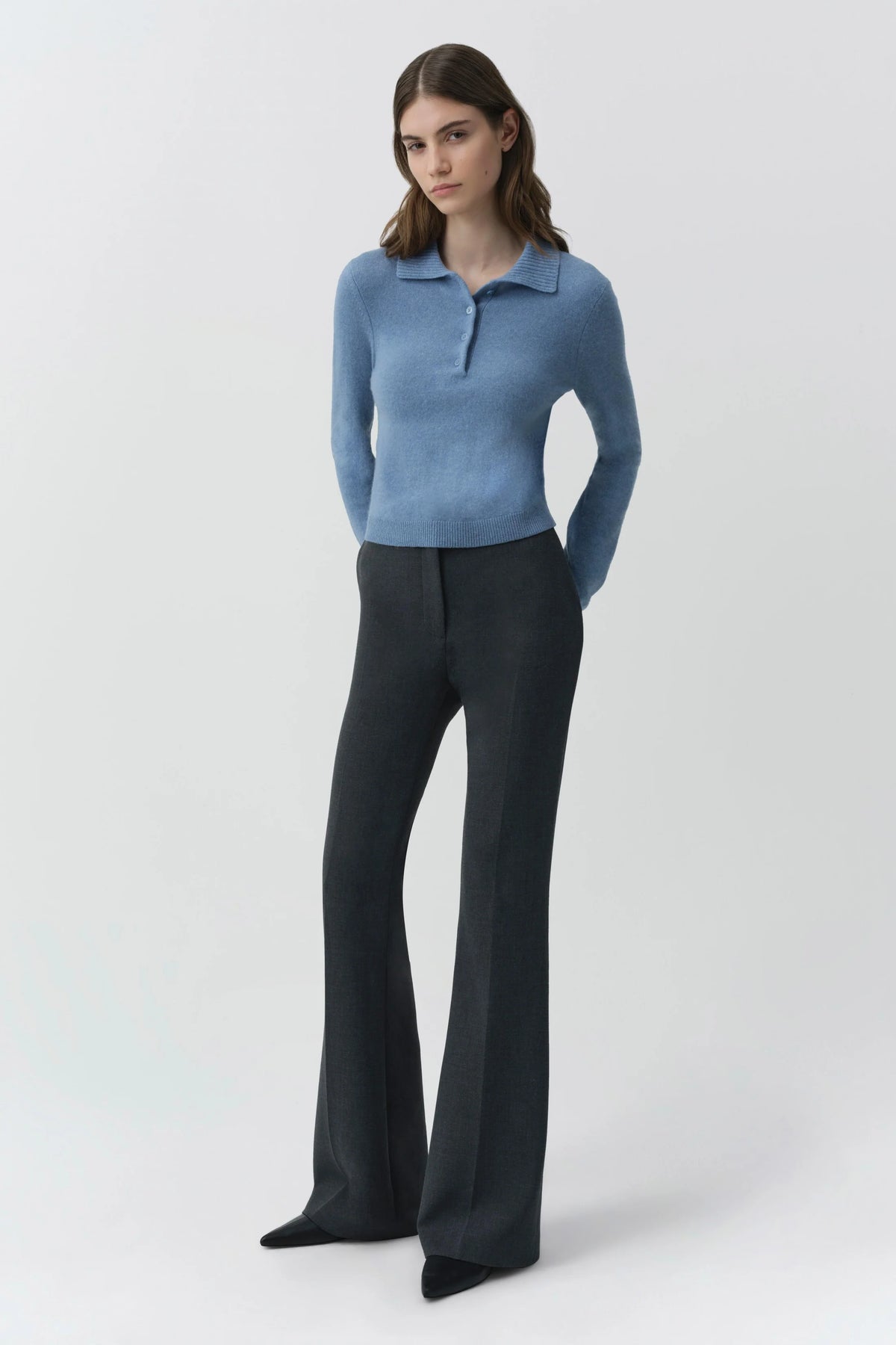 Simkhai Constance Cashmere Polo- Dusty Blue