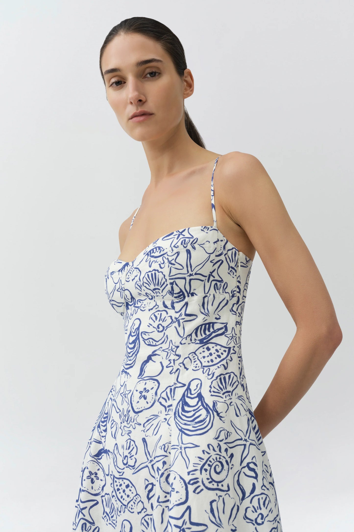 SIMKHAI Analise Linen Bustier Midi Dress