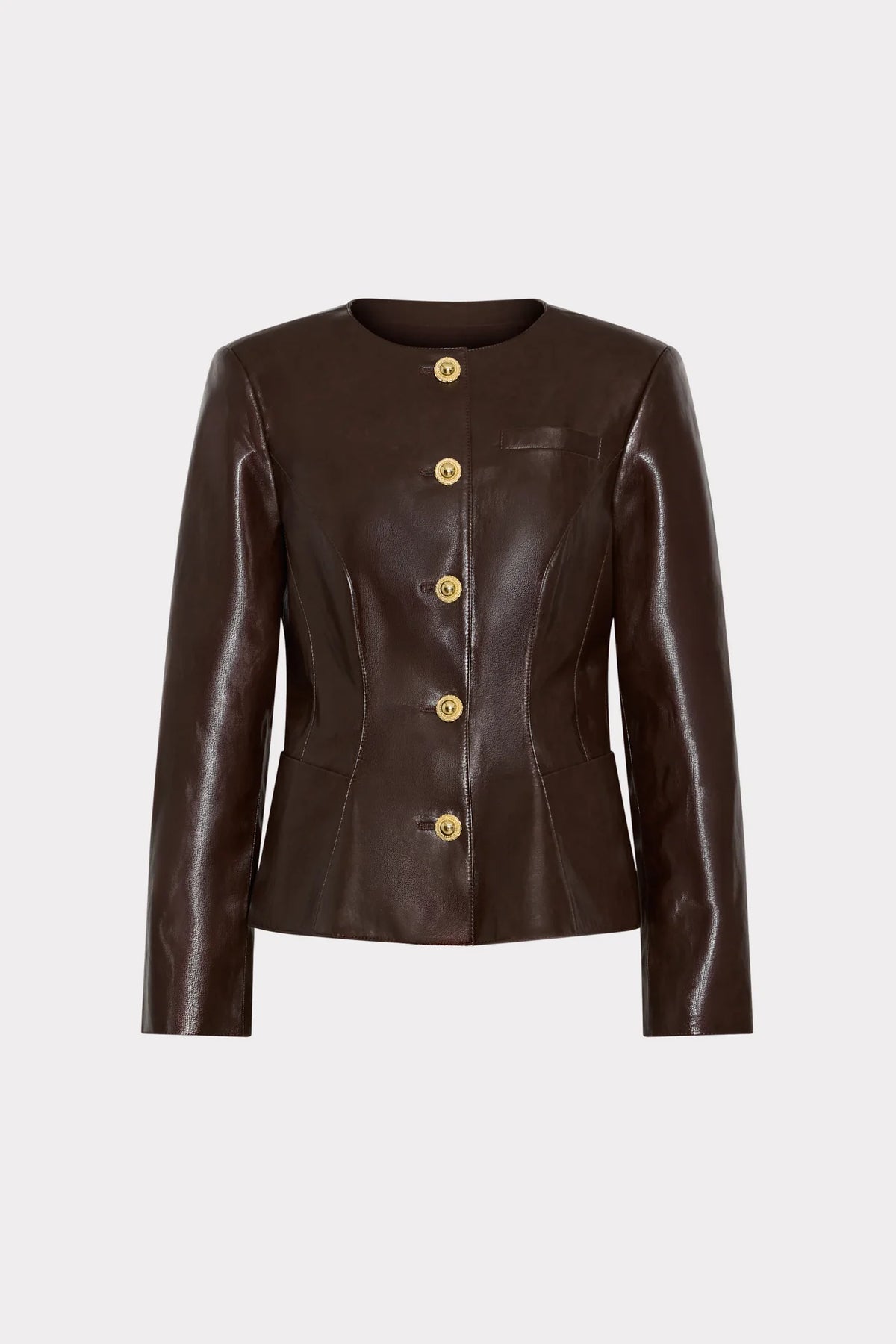 Milly Wells Faux Leather Jacket, Dark Brown