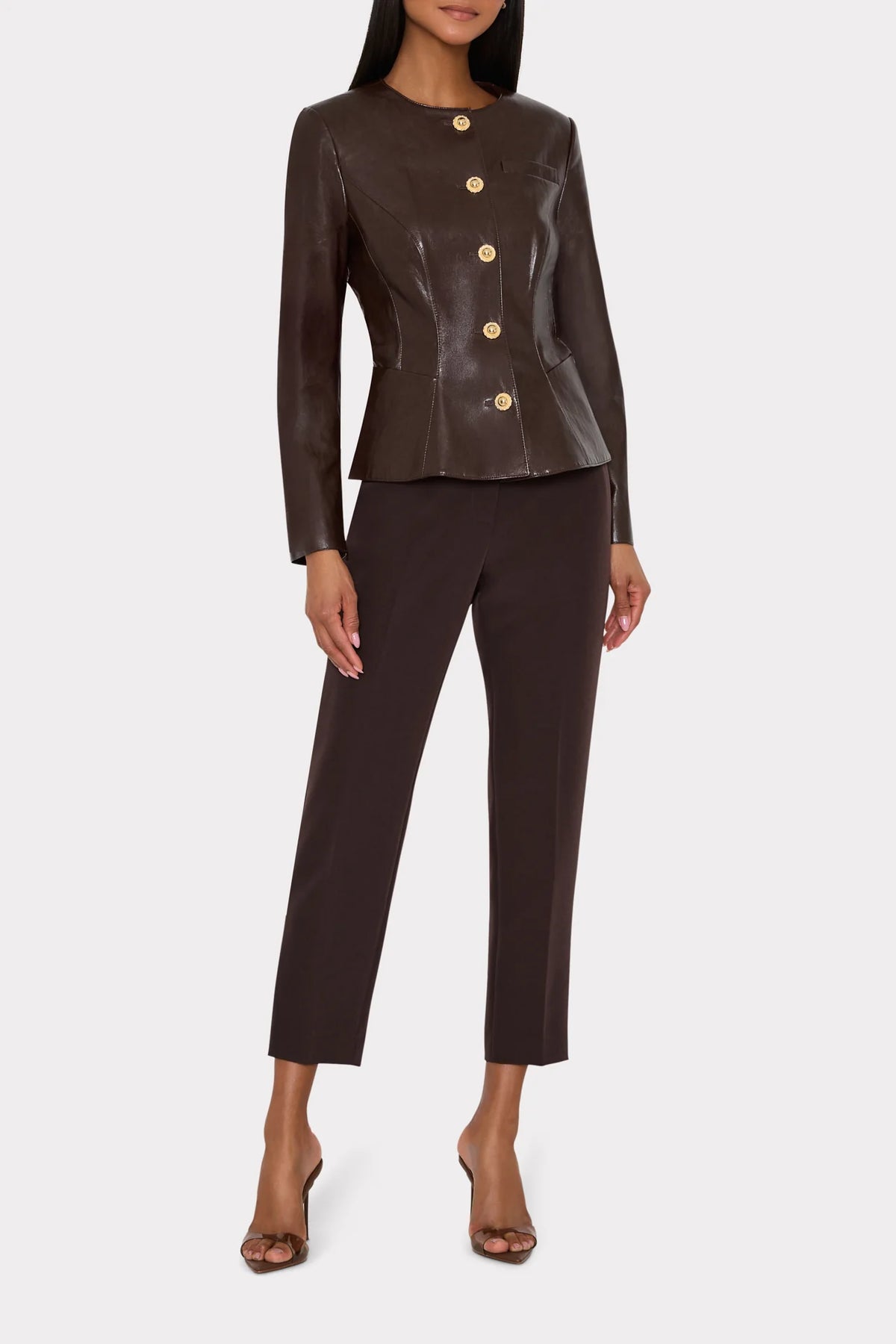 Milly Wells Faux Leather Jacket, Dark Brown