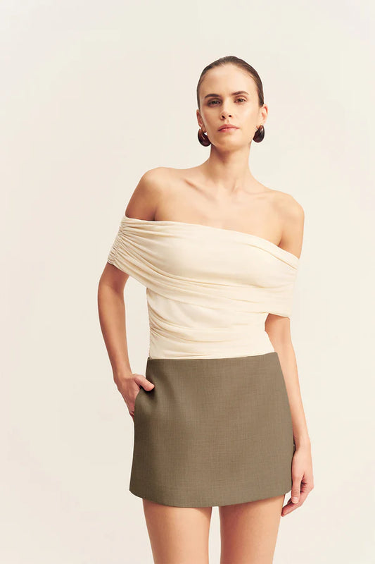 Shona Joy Mira Off Shoulder Top in Ivory