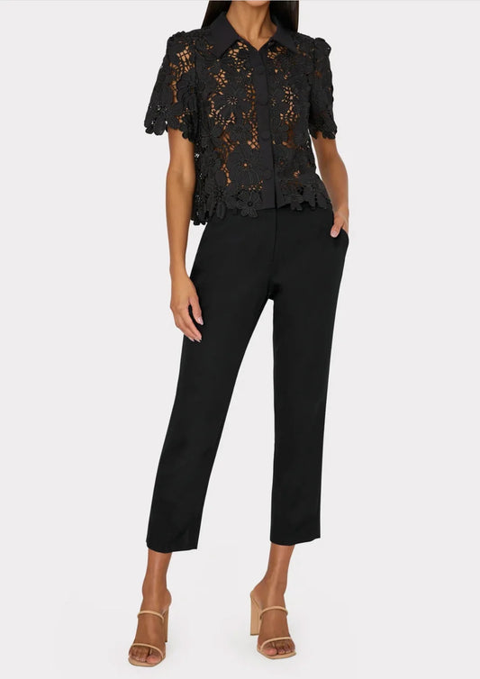 Milly Nicola Faux Leather Pant, Black