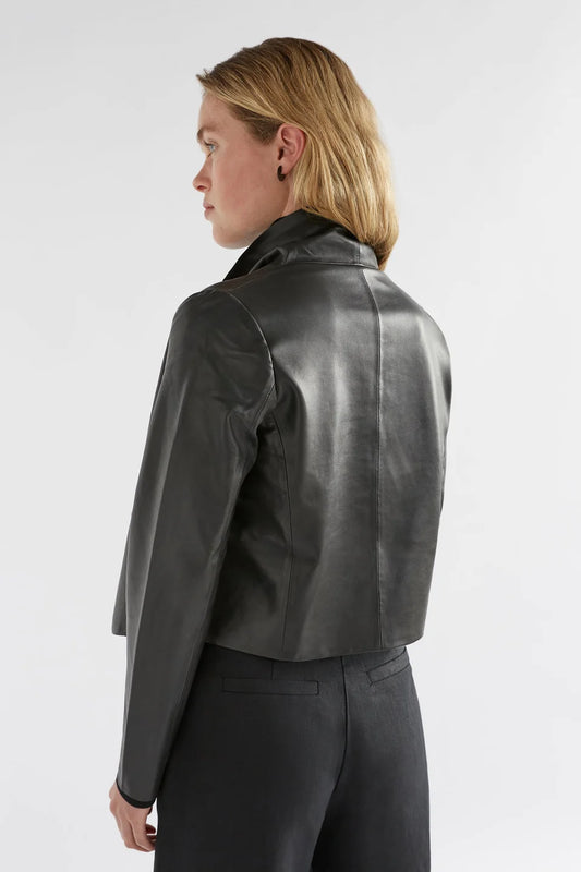 Elk Fine Leather Jacket- Black