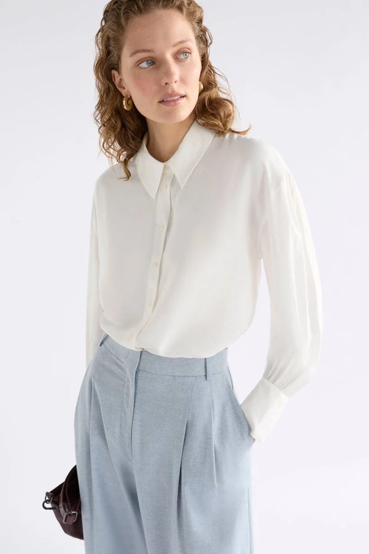 Elk Pressa Shirt, White and Pearl Blue