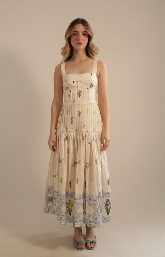 Kleid Athena Garden Midi Dress in Multi Cream
