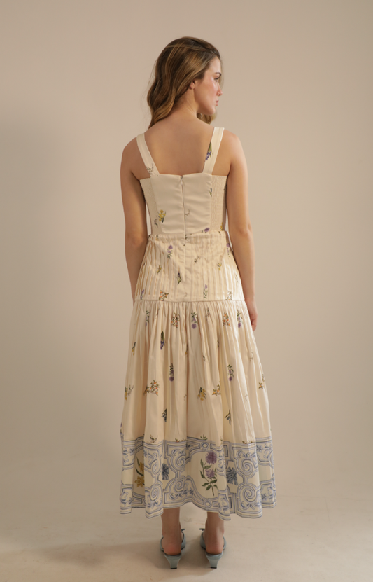 Kleid Athena Garden Midi Dress in Multi Cream
