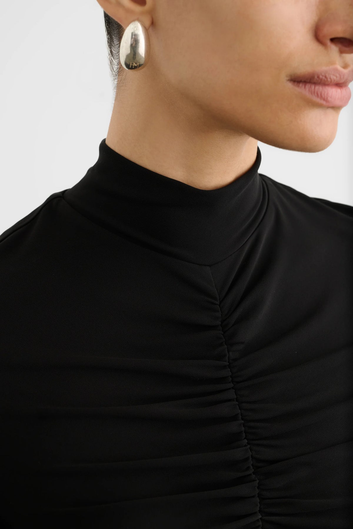 Angela Mock Neck Ruched Long Sleeve Top