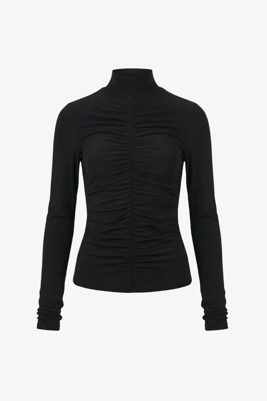 Angela Mock Neck Ruched Long Sleeve Top