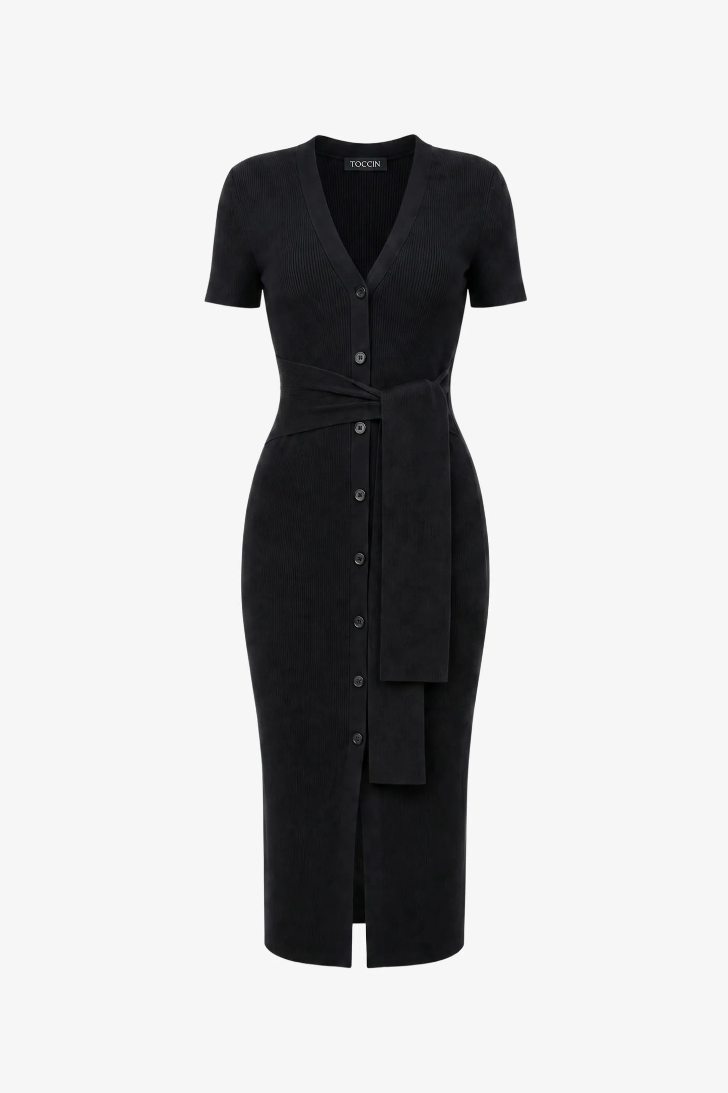 Toccin Agnes Short Sleeve Cardi Dress, Black