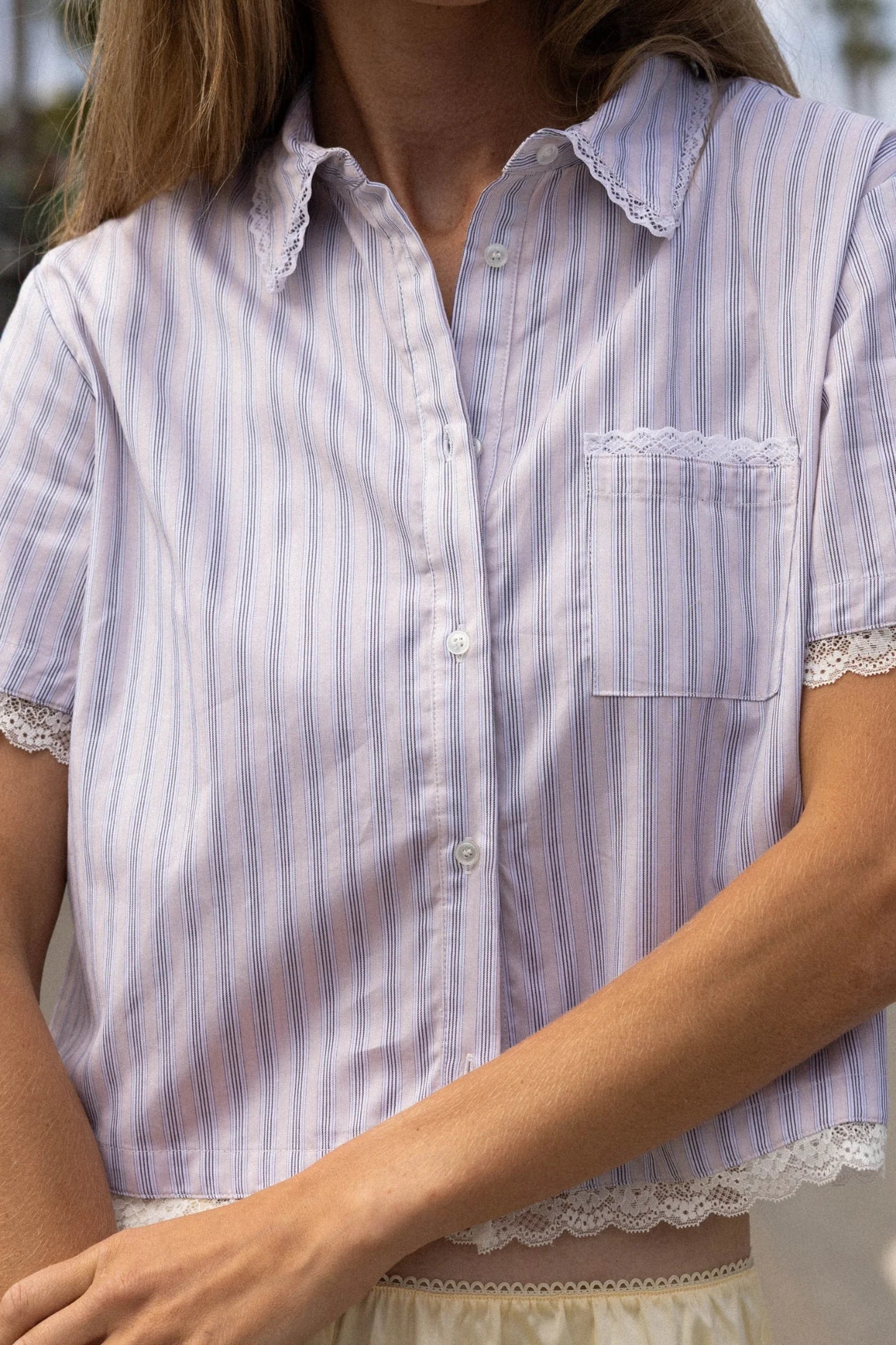 The Shirt by Rochelle Behrens, The Cropped Coco Shirt- Lavander Lace