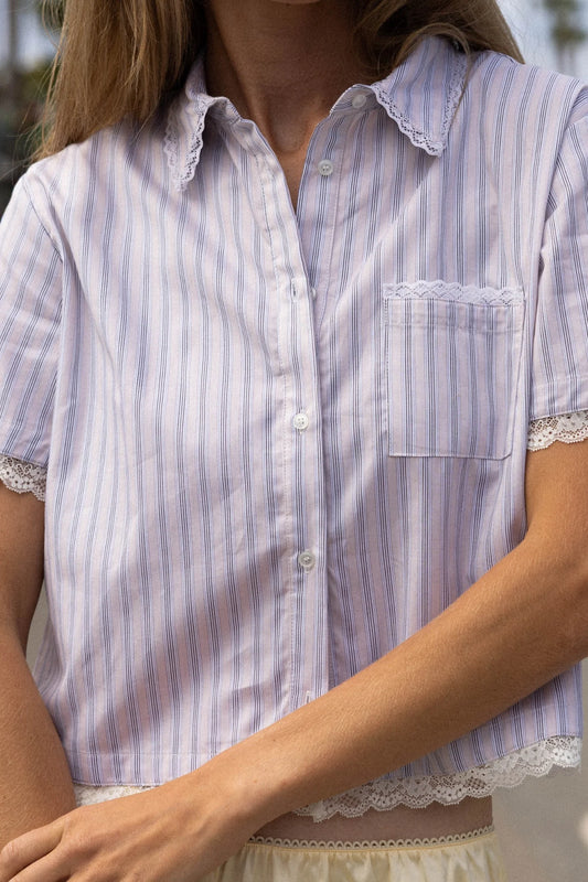 The Shirt by Rochelle Behrens, The Cropped Coco Shirt- Lavander Lace