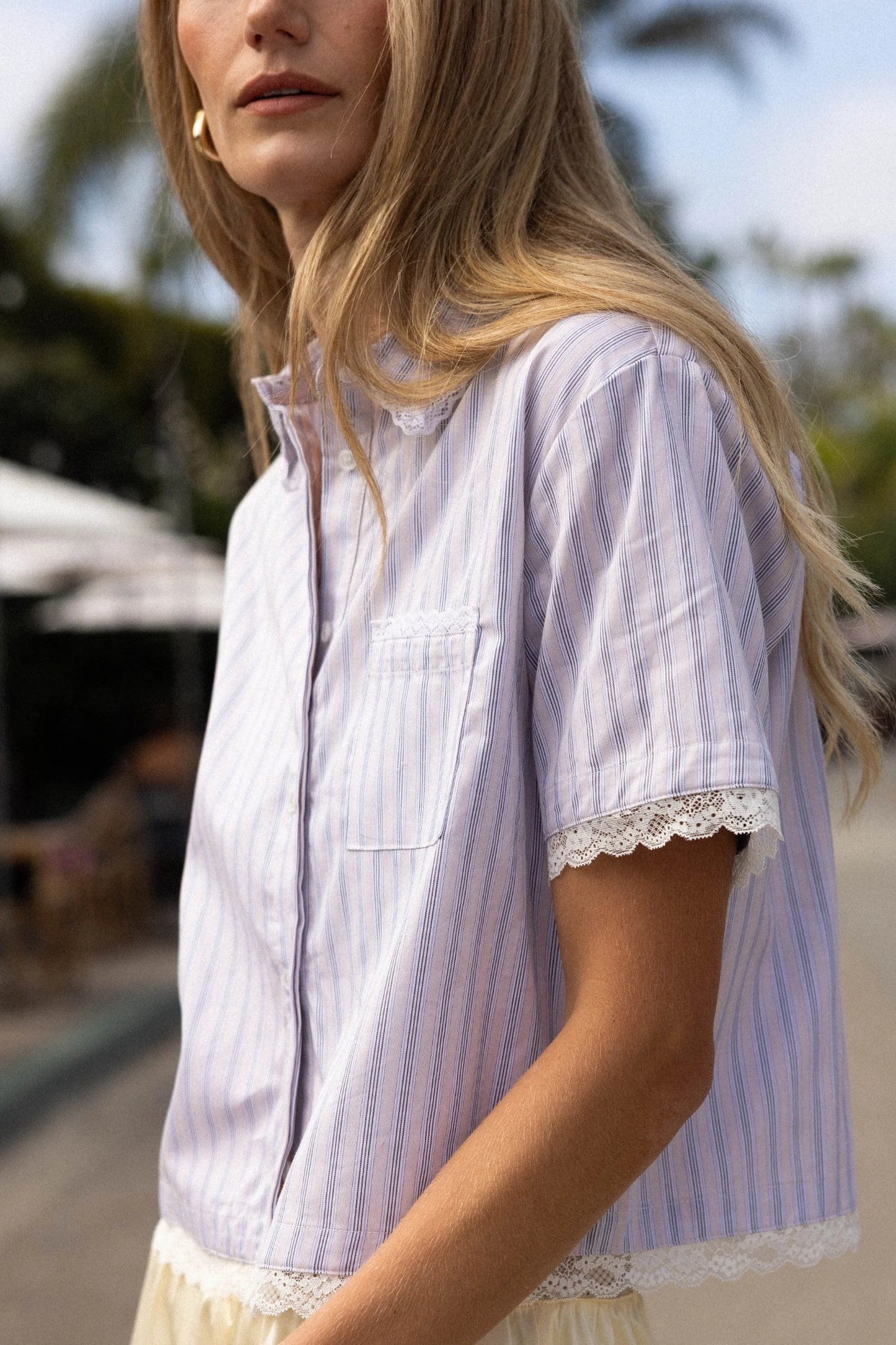 The Shirt by Rochelle Behrens, The Cropped Coco Shirt- Lavander Lace