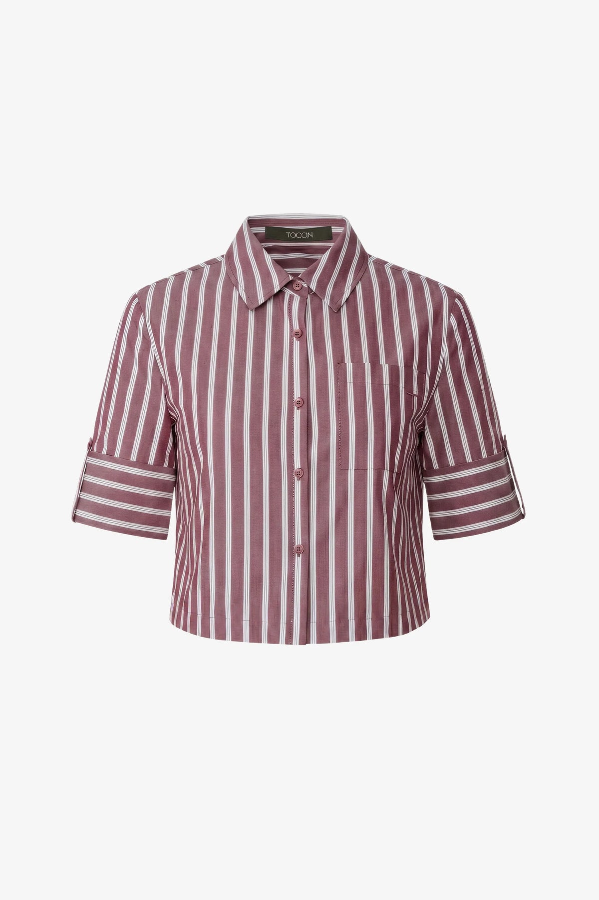 The Toccin BROOKS CROPPED BUTTON DOWN, Washed Oxford Stripe