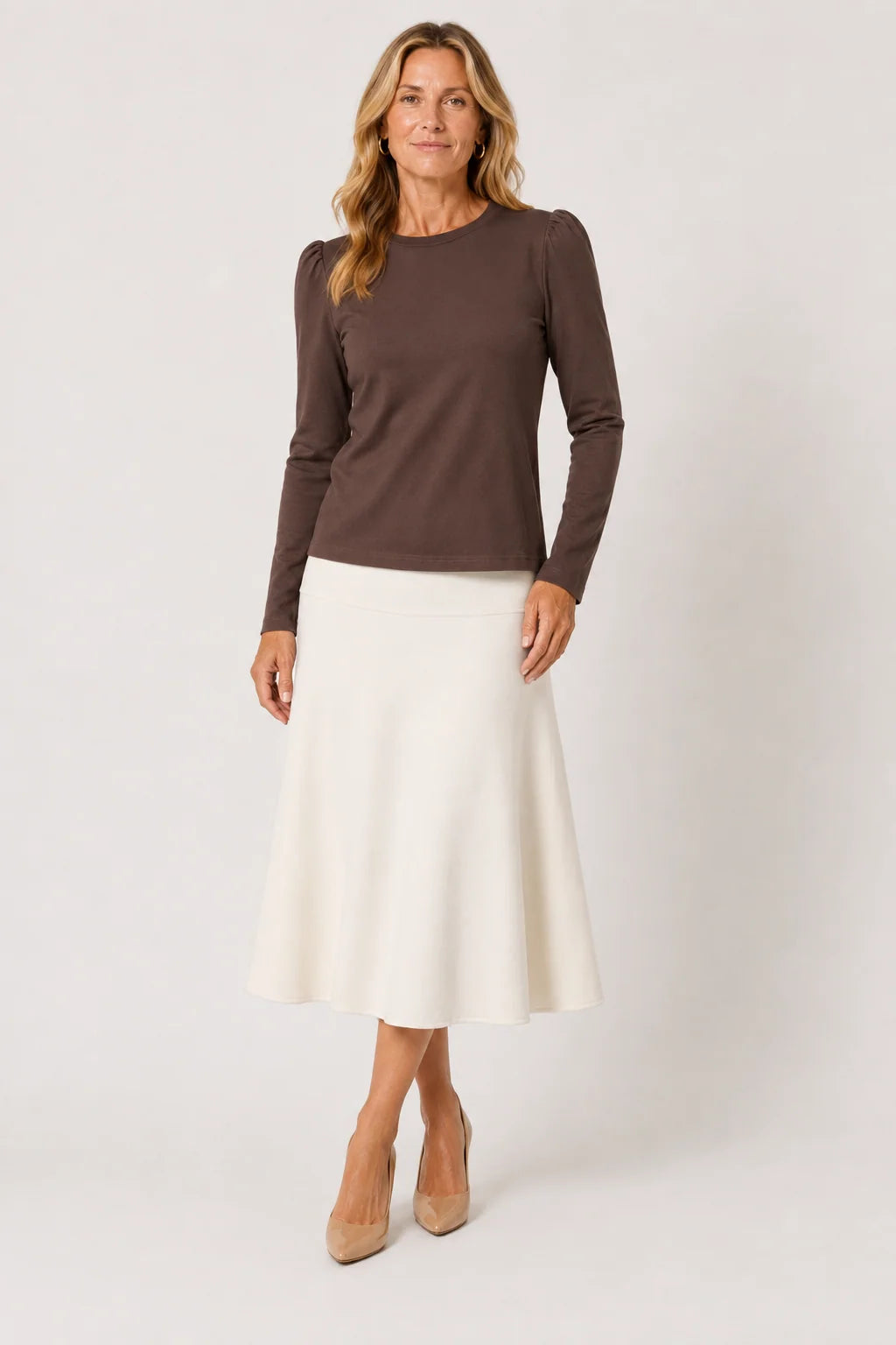 The Maren Puff Sleeve Shirt - Cocoa