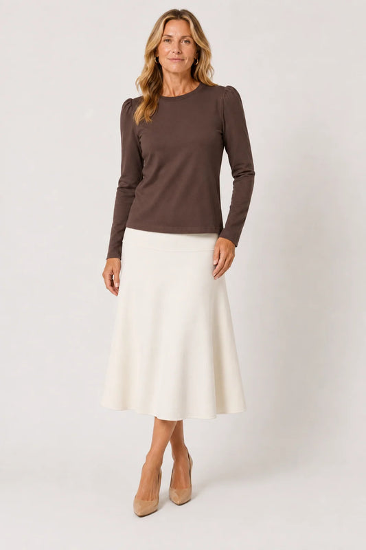 The Maren Puff Sleeve Shirt - Cocoa
