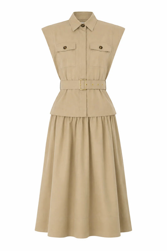JS71 Ashtyn Cotton Long Dress Khaki